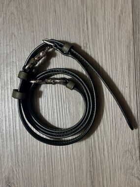 Coach Leather Crossbody Strap in Olive Green with silver accents